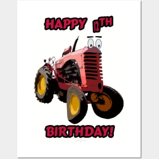 happy 12th birthday tractor design Posters and Art